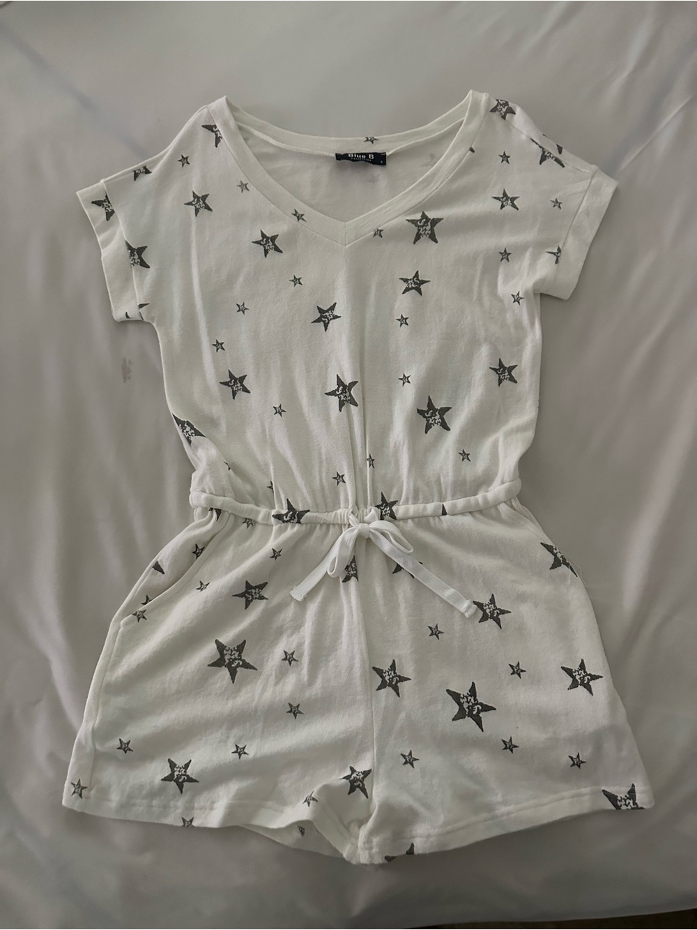 Girls' White Star Print Romper - Kids Dress